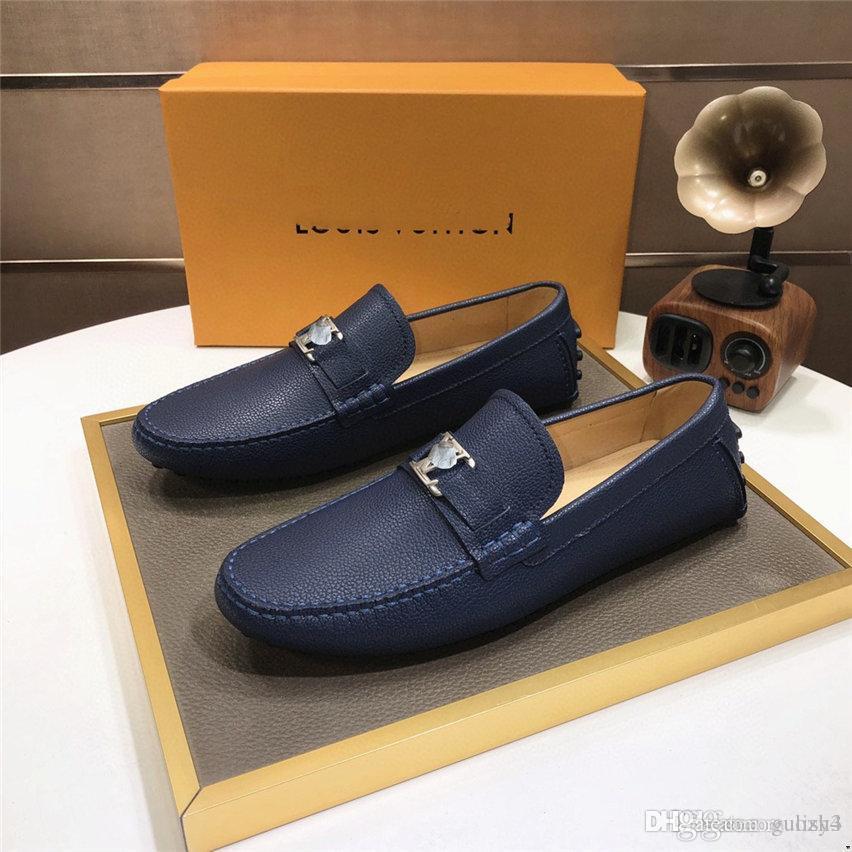 

XX 19SS Genuine Leather Luxury Designer Dress Shoes Comfy Man Casual Shoes Original Smart Business Work Office Lace-up Men Shoe 33, #22