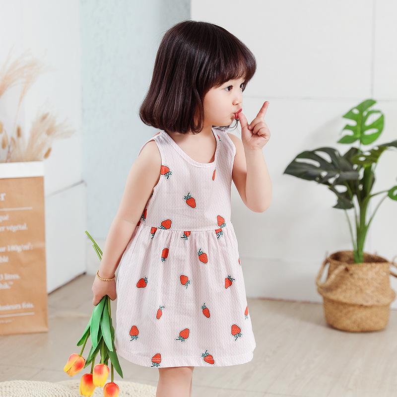 

Girl's Dresses Cotton Girls Dress Baby Summer Nightdress Little Children 1 2 3 Years Old Kids Drop KF1005Girl's, White suihua