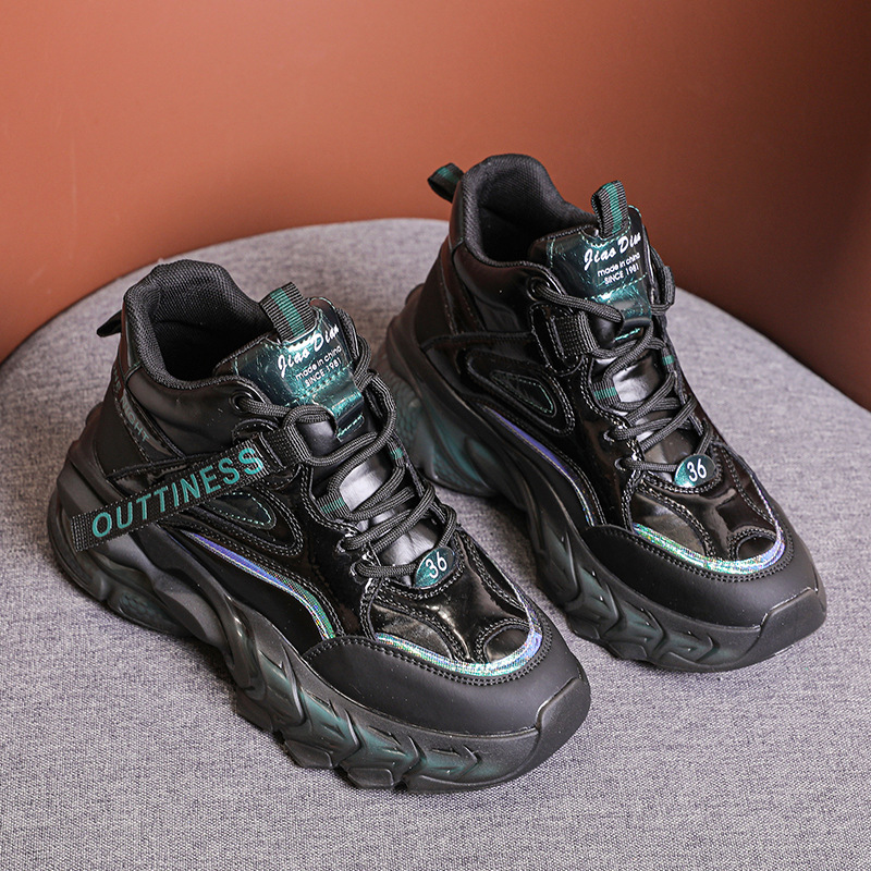 

Genuine Leather 100% Breathable Women Shoes Chunky Sneakers Platform Female 4.5cm Warm Fur Winter Shoes Boots, Green no plush