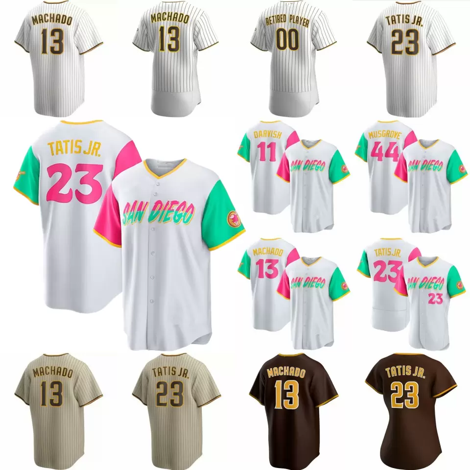 

San Diego Men Women Kids 23 Fernando Tatis Jr. Jerseys 2022 City Connect Padres Manny Machado Jake Cronenworth Yu Darvish Musgrove Mike Clevinger Custom Name Number, Mens