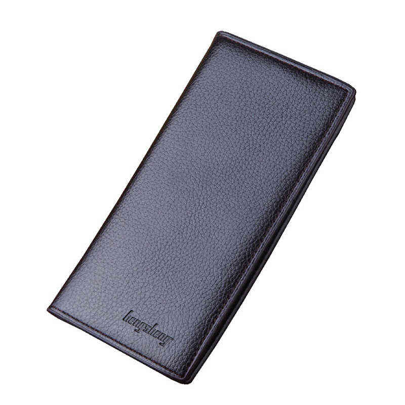 

Men's Wallet Business Solid Retro Thin Genuine Long Wallets Clutch Bag Pu Leather Card Holder Coin Brand Male Purse Money Clip, Dark coffee