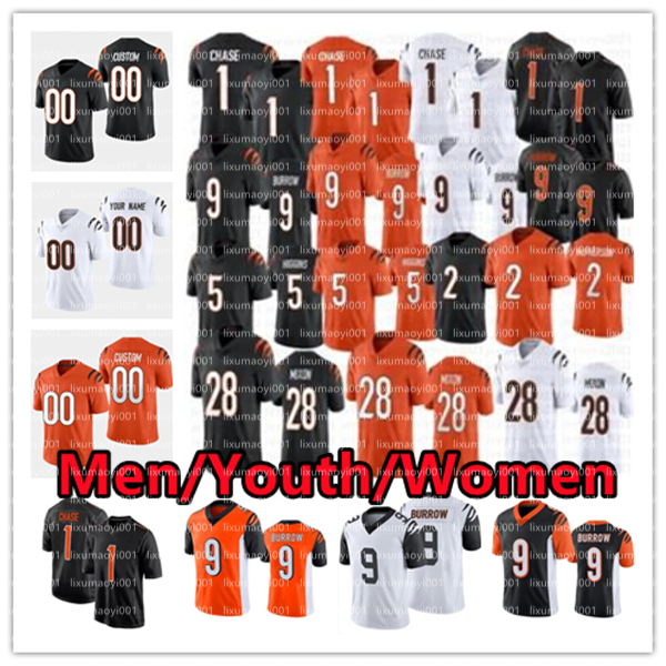 

Mens Football 1 Ja'Marr Chase 2 Evan McPherson 9 Joe Burrow 28 Mixon 5 Tee Higgins stitched jersey, Men