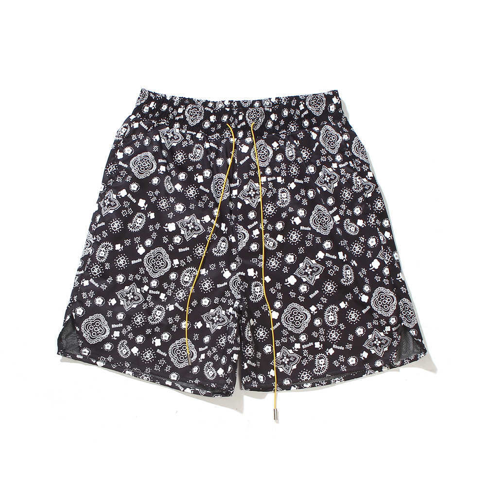 

Men' Shorts New rhude 2021 high street fashion brand cashew blossom summer training sports shorts, Black