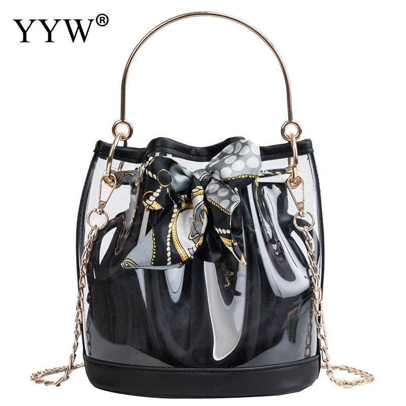 

Shoulder Bags Women Clear Bucket Bag Fashion Transparent Crossbody Ladies Casual Messenger Shopping Tote Handbags Bolso MujerShoulder, Black