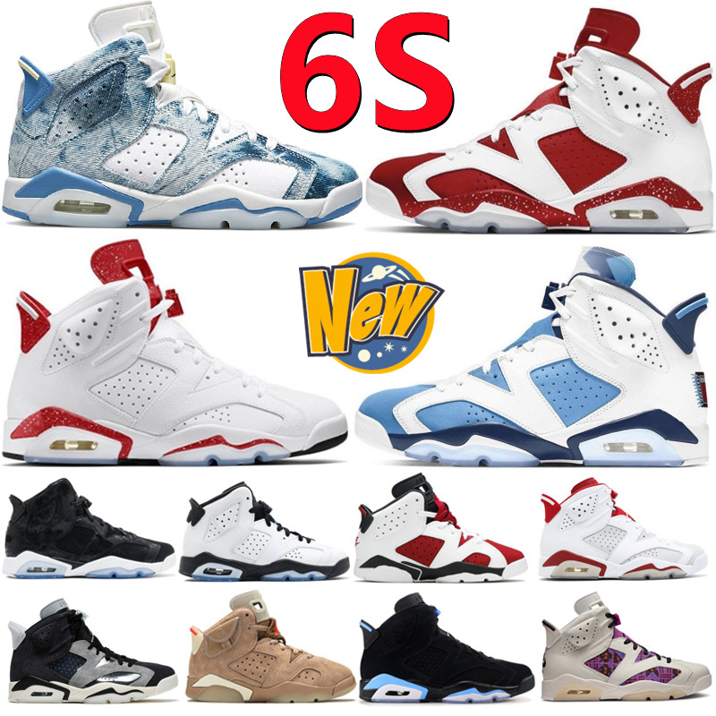 

New 2022 VI 6 6s Men Basketball Shoes Midnight Navy Mint Foam University Blue Electric Green Bordeaux Hare UNC Infrared White Red Oreo Washed Denim Sports Blue Sneaker, Box