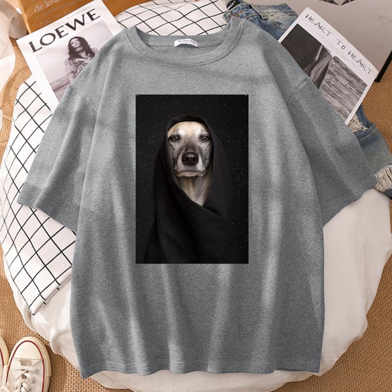 

Women' T-Shirt Dog Godfather Printing Female Loose O-Neck Simplicity Tee Shirts Fashion Crew Neck Streetwear Creativity Anime Tshirt, Black