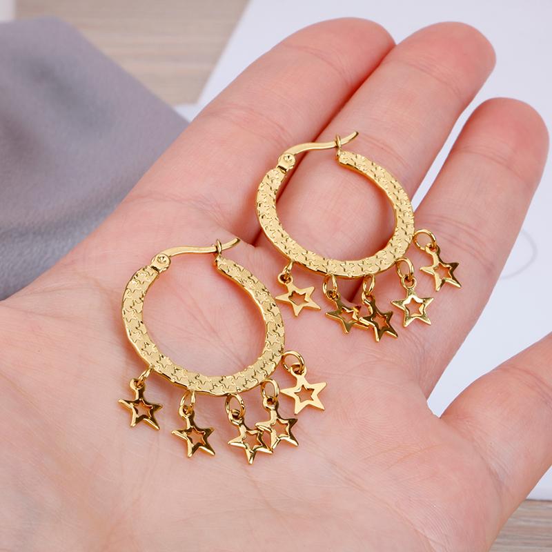 

Hoop & Huggie Gold Color Earring For Women Star Luxurious High Quality Tassel Ear Gift Party Stainless Steel Fashion Jewelry 2022Hoop