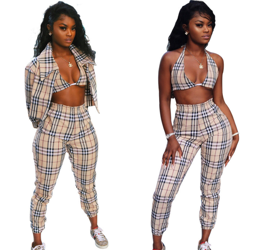 

Womens Tracksuits 3-pics dress mini skirt designer dresses Crop Jackets skirts and Pants sexy bodycon suit casual Long Sleeve jacket Bikini Legging Coats Clothes, Brown