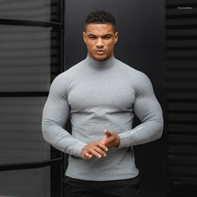 

Men's T-Shirts Men Long Sleeve T Shirt Turtleneck Bodybuilding Gym Tshirt Tight Elastic Tees Soft BreathableMen's Imon22, Black