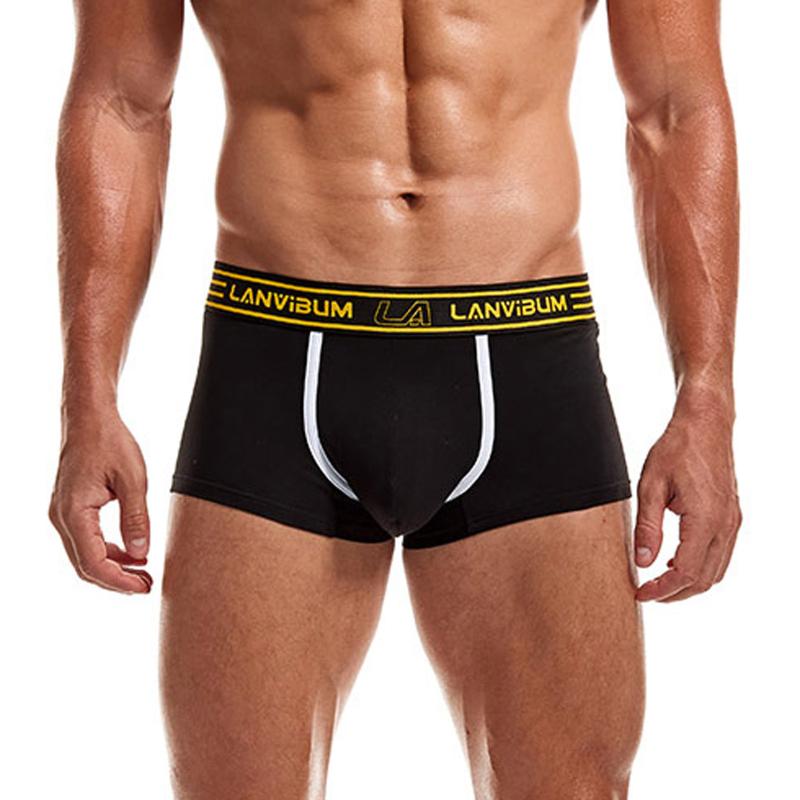 

Underpants Fashion Letter Print Men Boxer Underware Shorts Breathable Cotton For Sexy Pouch Panties Calzoncillos, Black