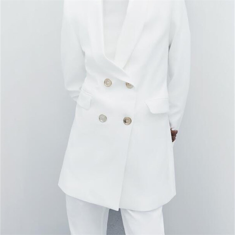 

spring women's clothing all-match long double-breasted blazer 220402, Blue