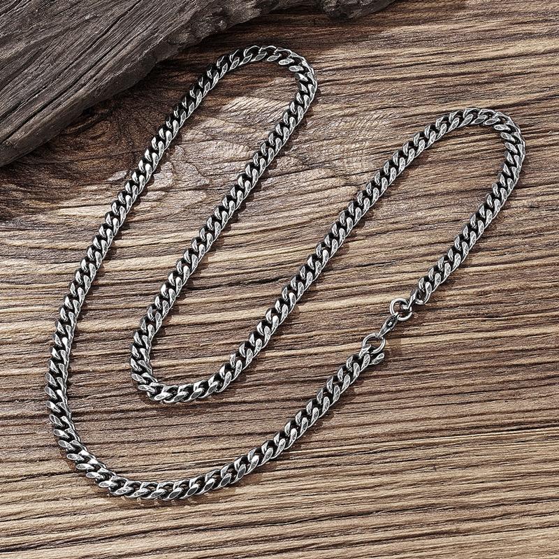 

Chains Locomotive Men Stainless Steel Curb Cuban Chain Vintage Black Width 7MM Necklace Male Jewelry Gifts For HimChains