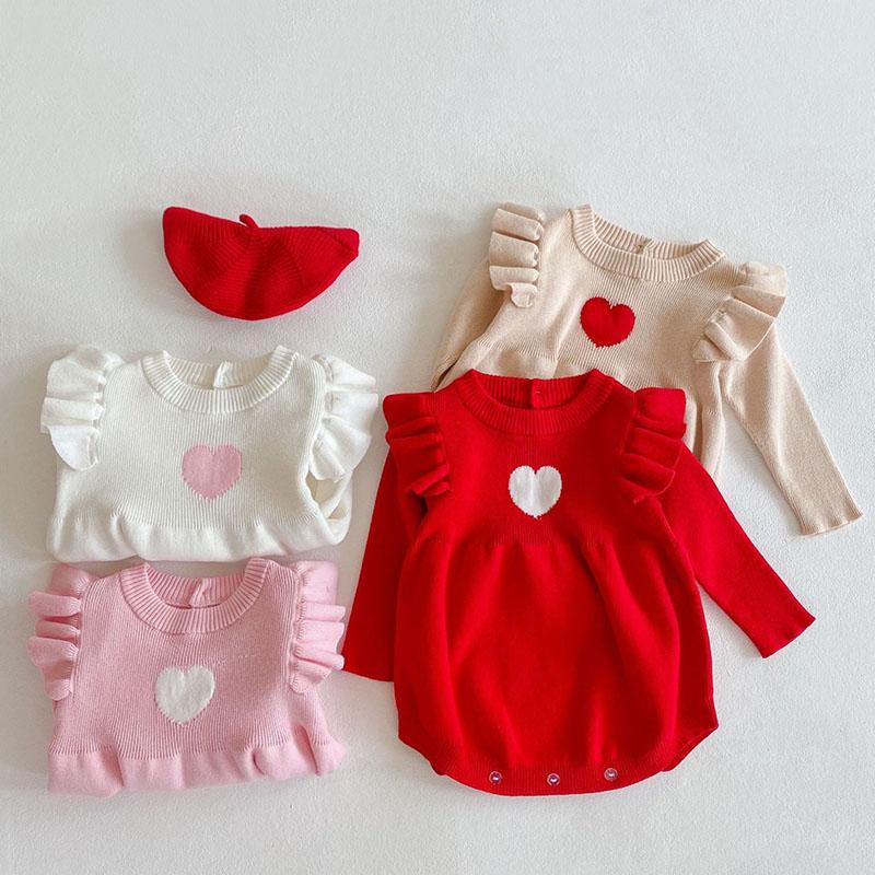 

Clothing Sets Spring Autumn Infant Baby Girls Loving Heart Sleeve Rompers Kids Girl Long Knit ClothesClothing SetsClothing, 86027 pink