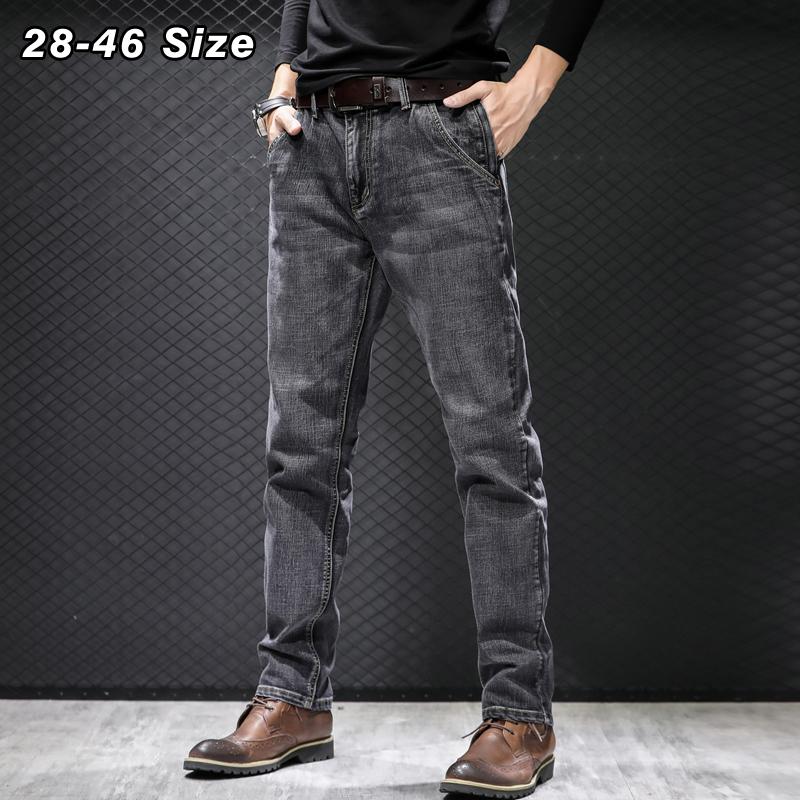 

Men's Jeans Plus Size 42 44 46 Classic Vintage Smoky Gray Straight Trousers Spring Autumn Oversize Man Pants Brand Clothes
