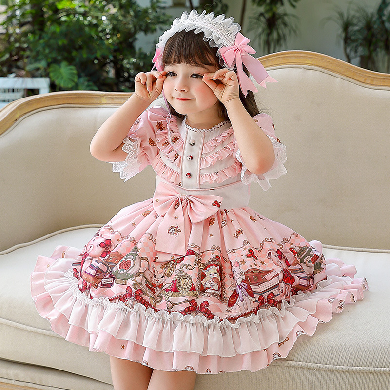 Lolita Dress for Girls Princess Dresses for Children Fluffy Flower Girl Vestidos Children&#039;s Day Costume Birthday Party Clothing-image-762372137