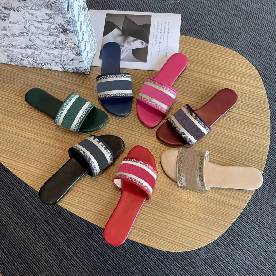 

2022 women paris sandals slippers embroidered floral damask girls beach flip flops flat summer luxury striped slanted designer dways slippers mules 35-42 -013, Make up the difference