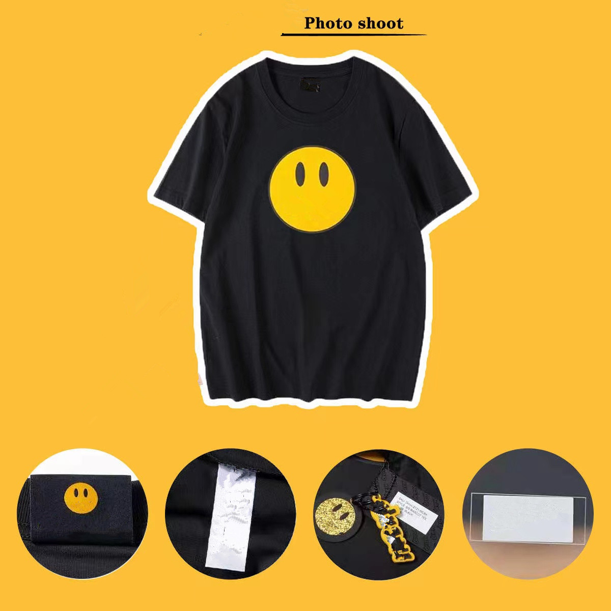 

Drew Short High Quality 1:1 Basic t Shirt for Men and Women Couple Tees Smiley Face Printing Oversize Version Star Short Sleeve Fashion Trendy Design T-shirt Tops smile, Purple