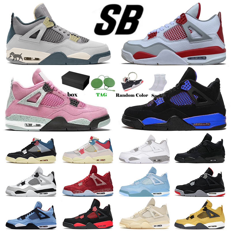

With Box Jumpman 4 4s IV Designer Basketball Shoes For Mens Womens J4 Sb Bred Peach Pink Red Blue Thunder Craft Cactus Jack Purple Sports Sneakers Trainers Big Size 13, 36-47 royalty