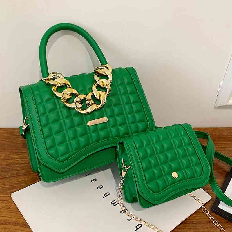 

Vintage Thick Chain Tote with Small s 2022 High-quality Pu Leather Women Designer Handbag Luxury Brand Shoulder Bag, Black