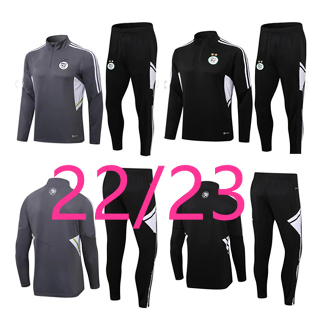 

2022 2023 Algeria adult tracksuit MAHREZ Soccer Sets 22 23 BOUNEDJAH Survetement maillot de foot FEGHOUL sportswear football training suit, Black