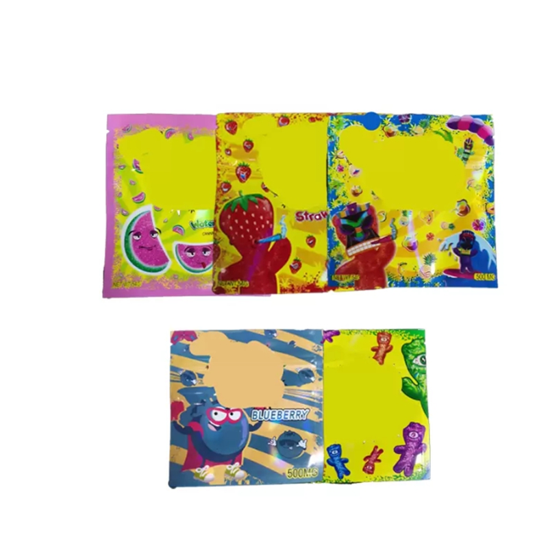 

Edible packaging bag self-sealing deodorant tropical food candy gummy polyester film bag empty 600mg LK0109