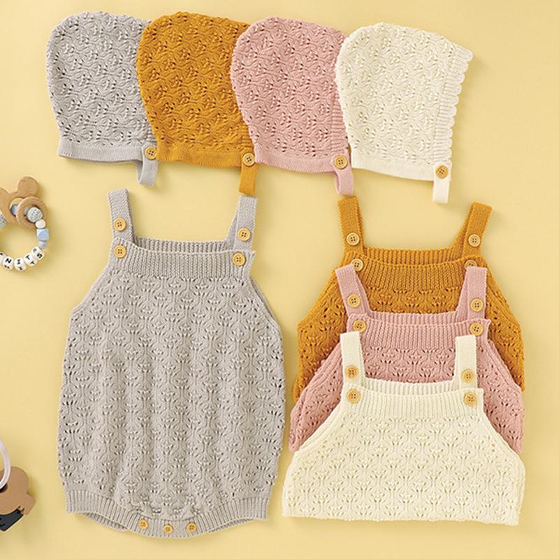 

Jumpsuits Infant Kids Baby Boy Girl Sleeveless Braces Jumpsuit Autumn Born Hollow Out Rompers Hat Clothes RompersJumpsuits, 82w696 white