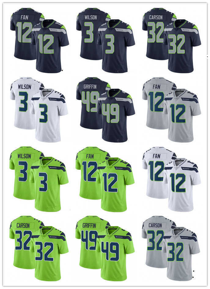 Football Jerseys SeattleSeahawks3 Russell Wilson 49 Griffin 12th Fan 32 Chris Carson