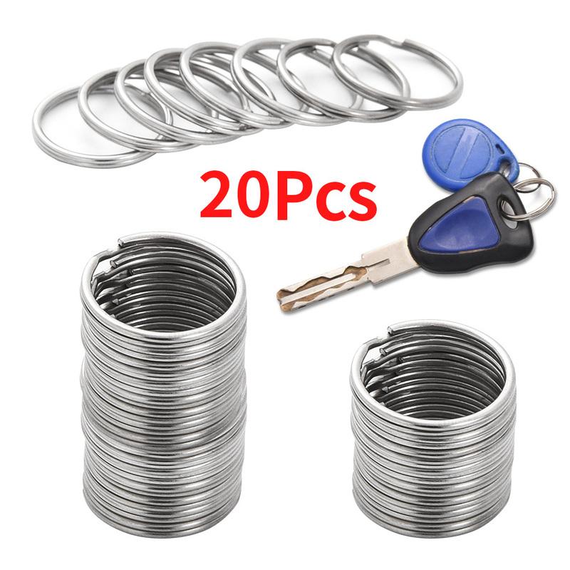 

Keychains 20Pcs 40Pcs Polished Silver Color Keyring Stainless Steel Hole Key Ring Chain Rhodium Plated Round Split Keychain WholesaleKeychai