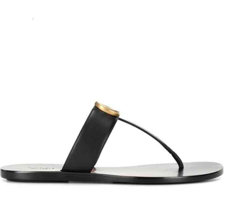 

Slippers st Luxury Women Marmont Leather Thong Sandals Flat Lady Girls Flip Flops Beach Slides Sandalias EU35-41 ,With Box 0IIK