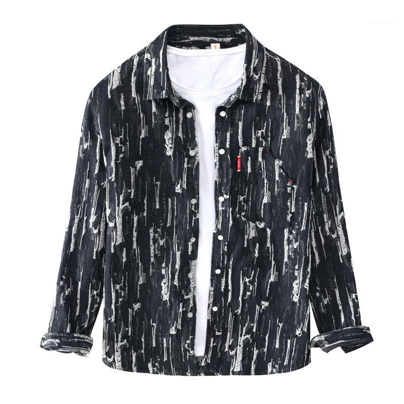 

Spring And Autumn Long-sleeved Denim Cotton Shirt Men Fashion Brand Shirts Comfortable Trend Mens Camisa Overhemd Men's Casual, Black