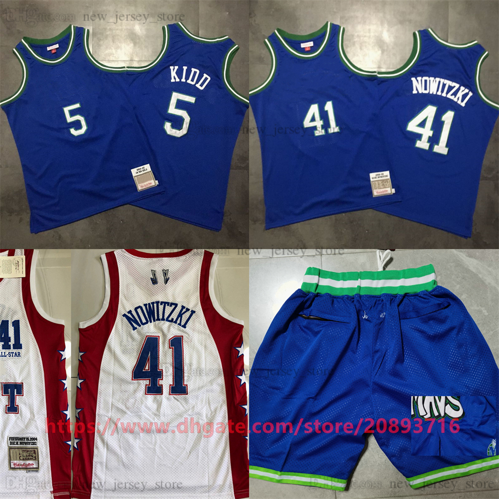

Mitchell and Ness Authentic Embroidery Basketball Jason 5 Kidd Jerseys Retro Blue 41 Nowitzki Real Stitched Breathable Sport High Quality 2004 all-star Jersey, Justdon