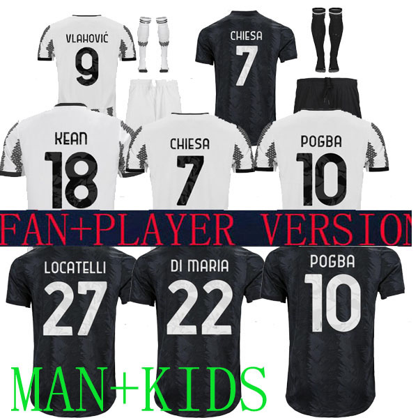 

POGBA VLAHOVIC CHIESA 22 23 juventus away soccer jersey DI MARIA LOCATELLI MORATA football shirt DE LIGT KEAN Camiseta futbol 2022 2023 Men Kids kit FANS PLAYER black, Home player version