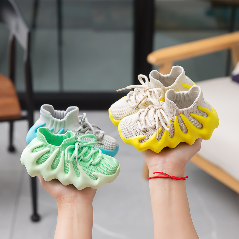 Baskets d'été tissées à la mouche pour enfants, chaussures de sport décontractées en maille respirante tricotées pour garçons et filles de 1 2 3