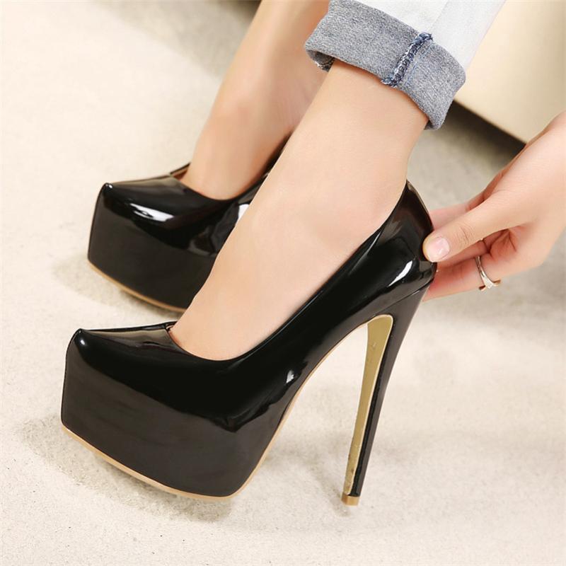 

Dress Shoes Women 15cm High Heels 5cm Platform Nightclub Pumps Lady Wedding Bridal Stiletto Plus Size Chunky Peach ShoesDress, Red