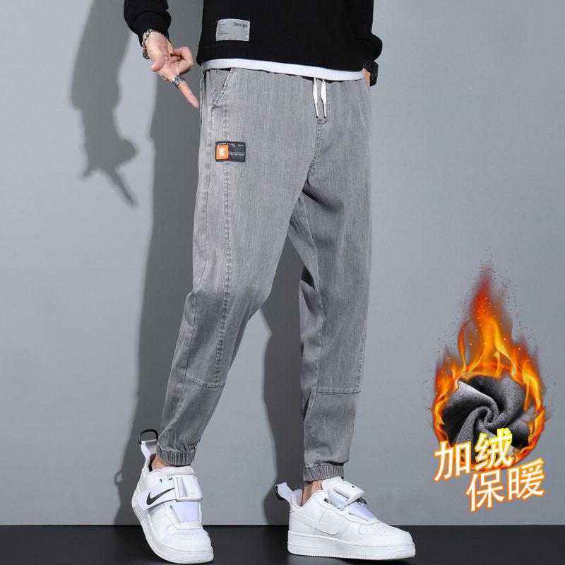 

Men's Jeans 2022 Winter Warm Slim Fit Harlan Business Fashion Thicken Denim Trousers Fleece Stretch Brand Pants Man, As picture
