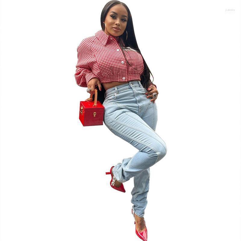 

Women' Jeans Zoctuo Distressed Pleated Slim Fit Color Patchwork High Street Jean Club Party Wear Denim Trousers With Pockets For Women, Blue