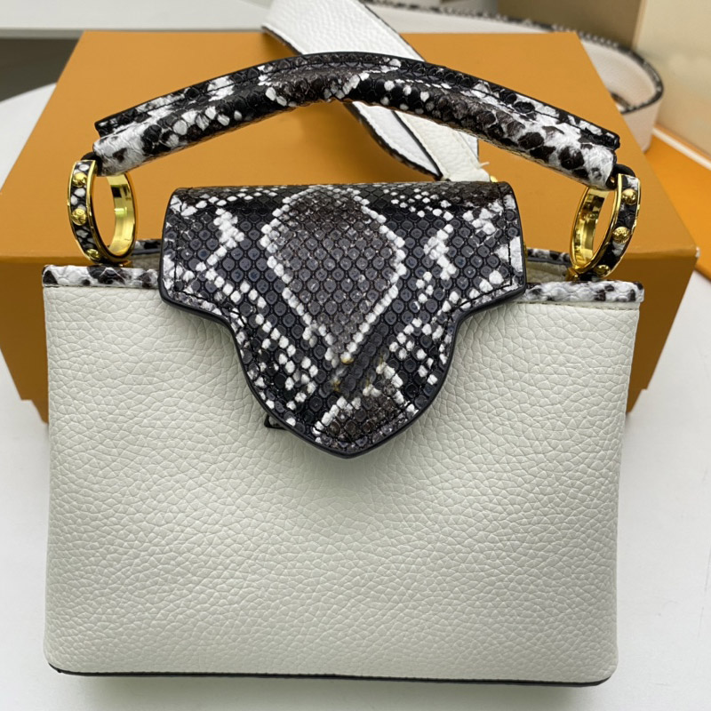 

Women Handbag Crossbody Bag Top Handle Tote Taurillon Leather Python Skin Patchwork Classic letter Flap Closure Removable Shoulder Strap 01