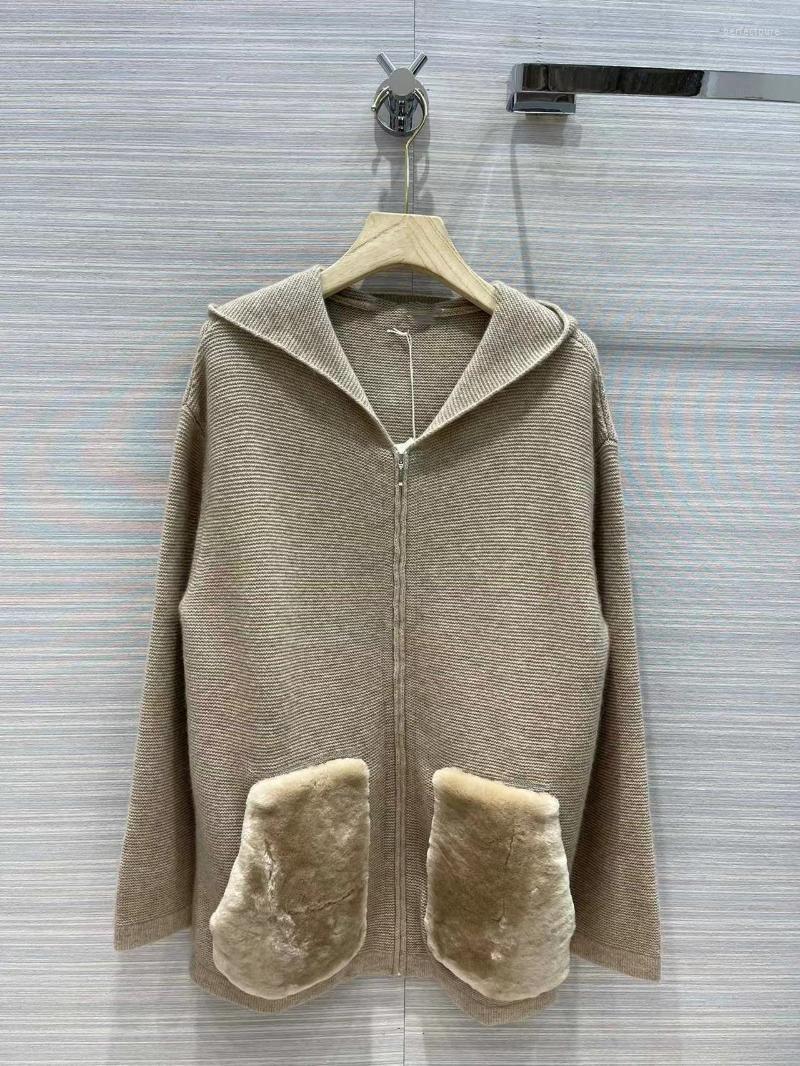 

Women' Knits & Tees Runway Fashion Women Cardigan Sweater 2022 High Quality Autumn Long Sleeve Hooded Knitted Cashmere Perf22, As photo