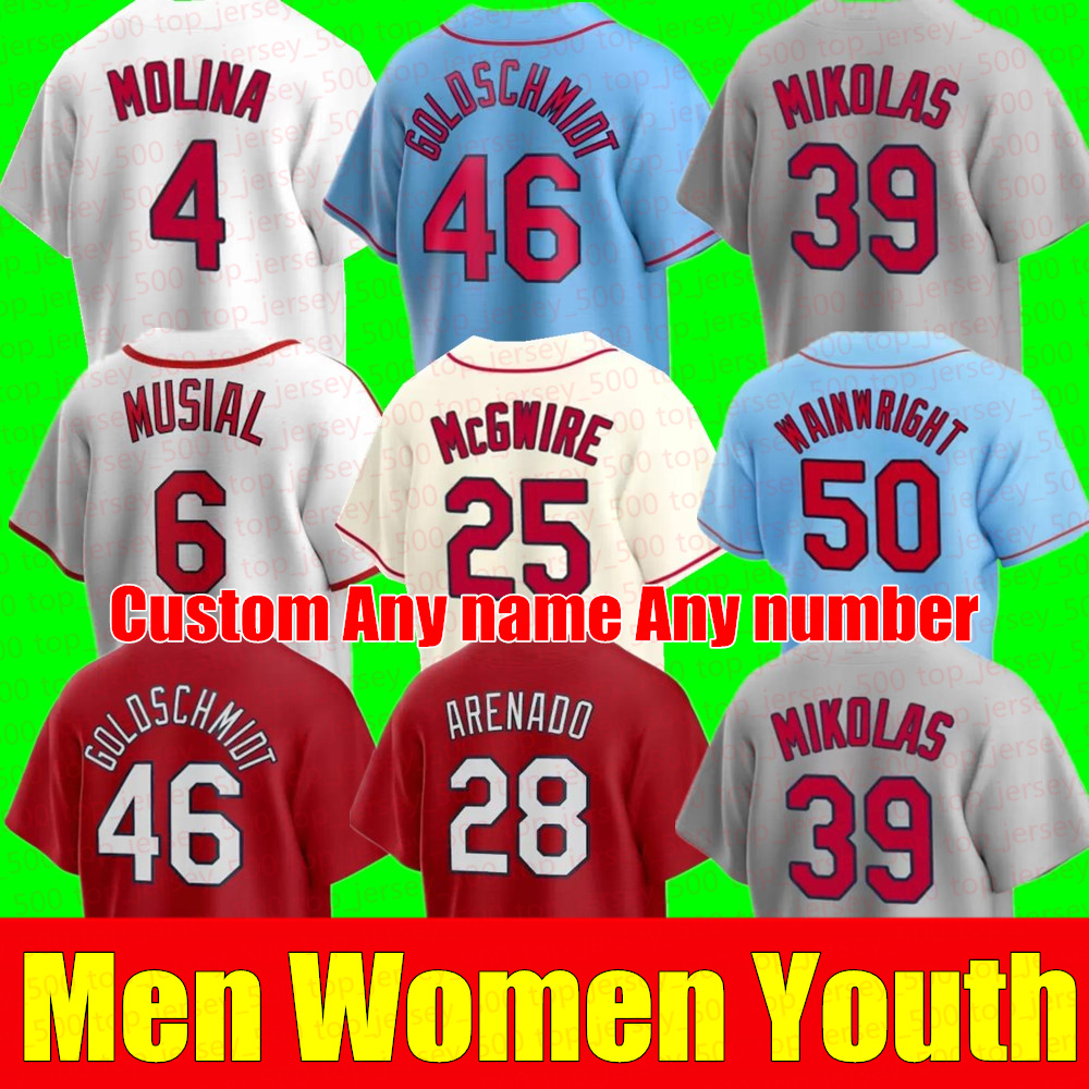 

New Custom Men Women Youth Jersey 46 PAUL GOLDSCHMIDT 28 NOLAN ARENADO 4 YADIER MOLINA CARDINAL OZZIE SMITH DEXTER FOWLER Baseball Jerseys