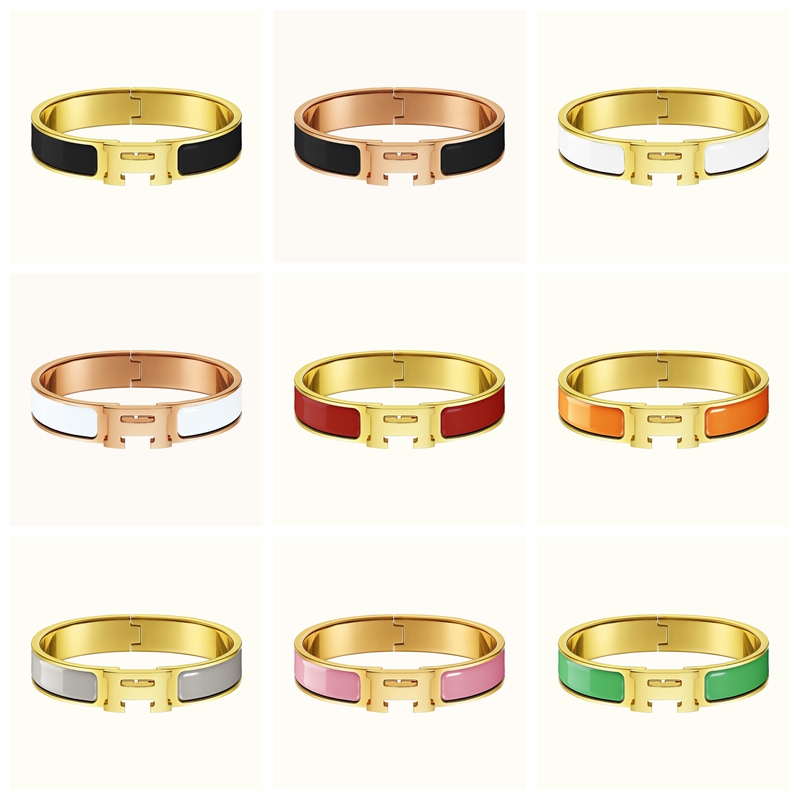 

Luxury Brand 18K Gold Stainless Steel H Bangle Bracelet Jewelry for Women Gift