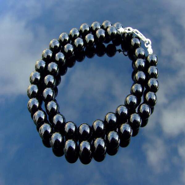 

Malachite Natural Gemstone black Necklace 8mm Beaded 18inch