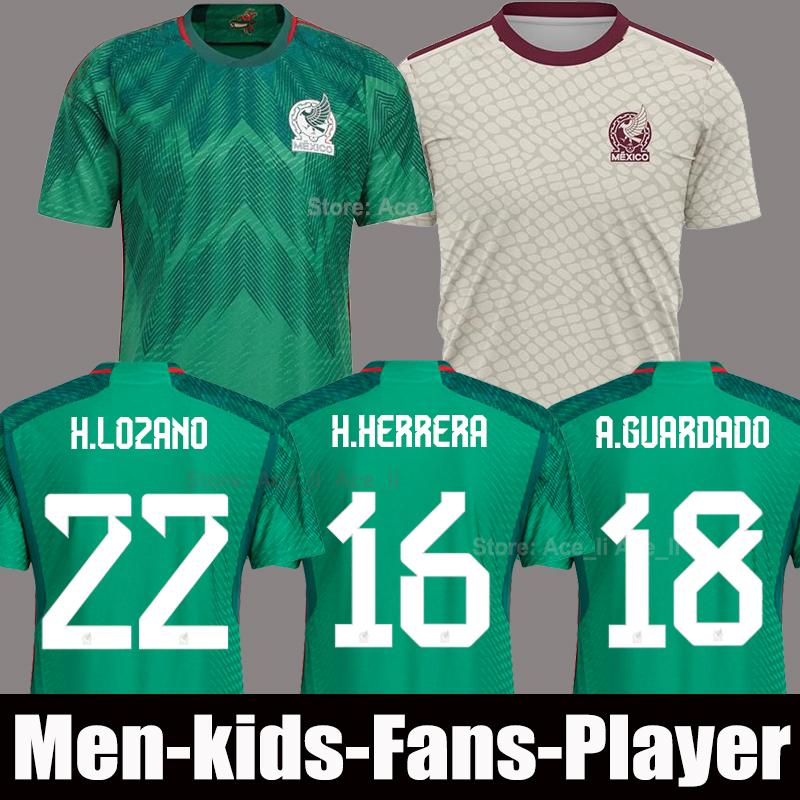 

2022 Mexico soccer jerseys H.LOZANO CHICHARITO RAUL LOZANO WORLD 22 23 CUP fans player version 2023 G DOS SANTOS Camisetas de futbol men kids kit sets football 222, Army green