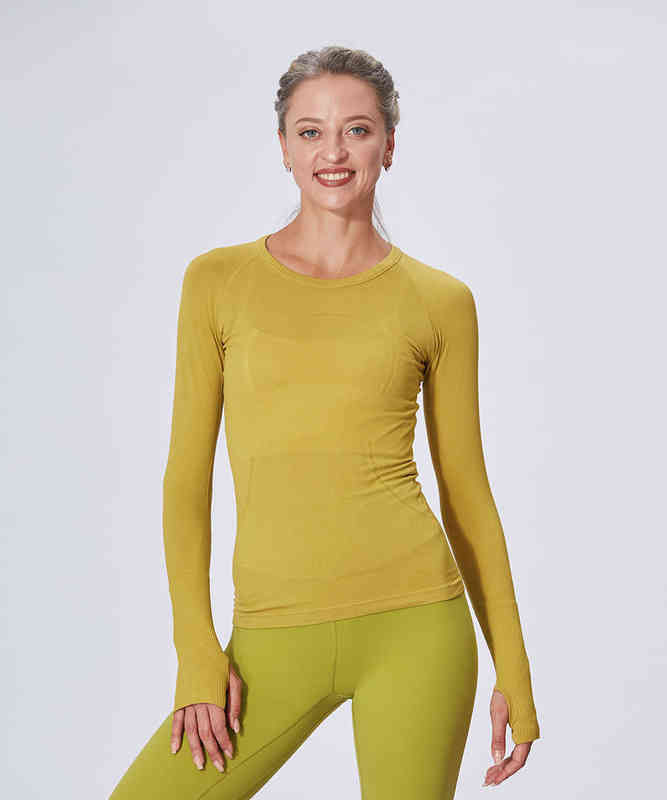 

Women' Long Sleeve T-shirt Swift Tech Top Yoga Suit Fitness High Elastic Moisture Absorption and Sweat Wicking, Lu long sleeve black