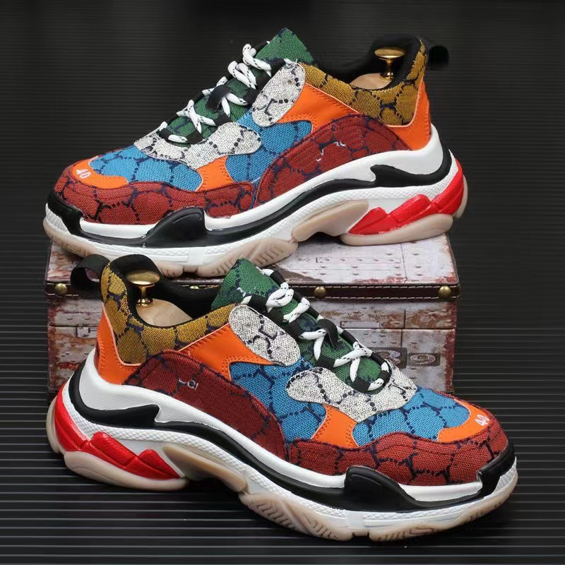 

Luxury Women Men Casual Shoes Rhyton Multicolor Sneaker Edition The Hacker Project Triple S Platform Print Sneakers Fashion Sneakers Size 35-45