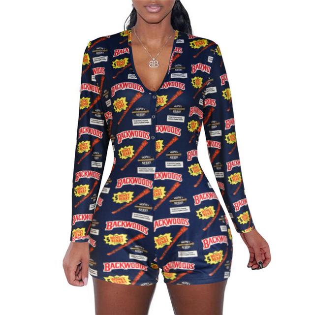 

Women's Jumpsuits & Rompers Sexy Bodysuit Women Long Sleeve Floral Bodycon Dressing Suit Casual Romper Print Tops SleepwearWomen's, Yellow