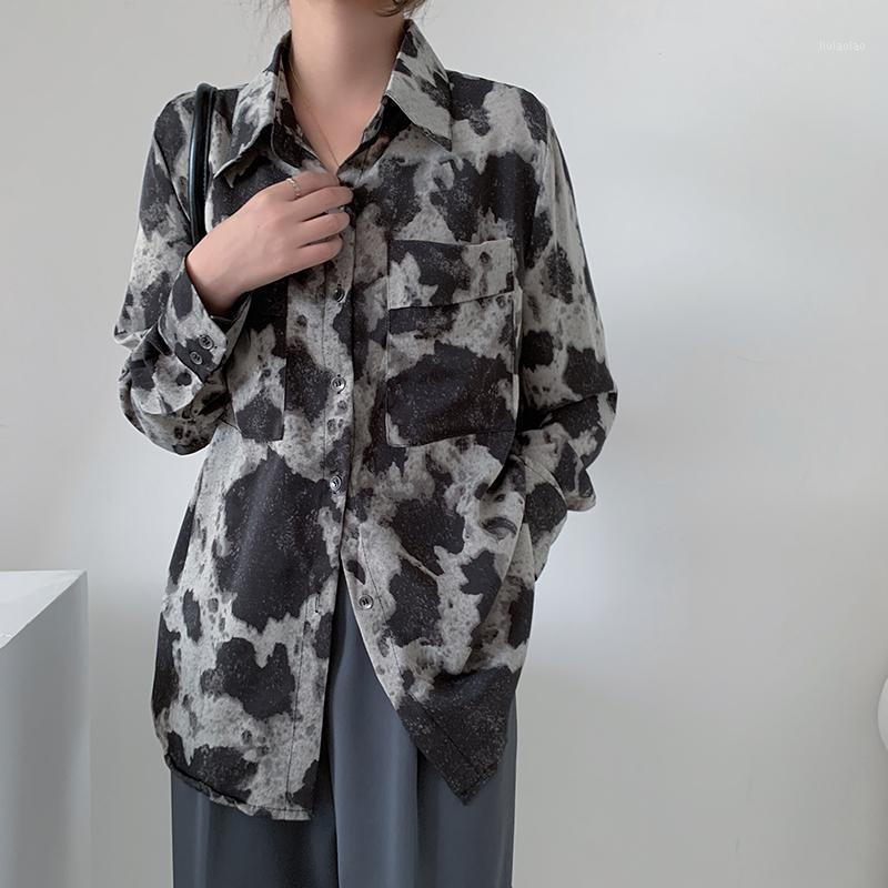 

Retro Leopard Print Long-sleeved Shirt Blouse 2022 Autumn Cool Personality Foreign Flower Trend Women's Blouses & Shirts, Color 1