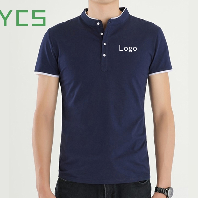 YCS Store Custom 95% Cotton Men Polo Shirt Mens Casual Solid Polo shirt Men Stand-up collar Short Sleeve Polo shirt Men DIY 220620
