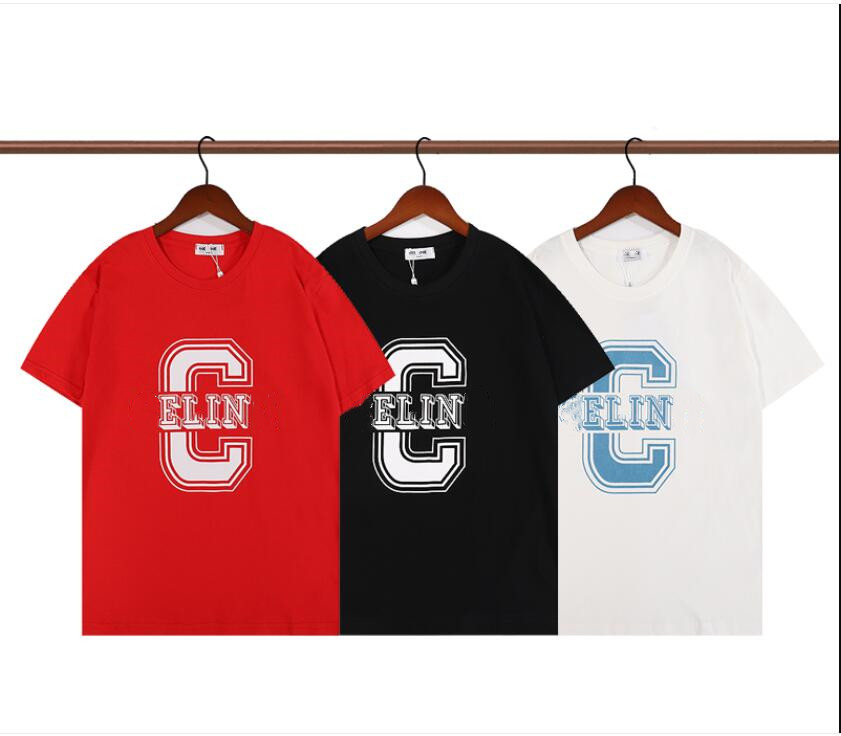

Men' Short Sleeve T-Shirt Couple Black Loose Cotton Casual Round Neck Big C Letter Logo Printed Pullover Tide Brand Classic T-Shirt #2022