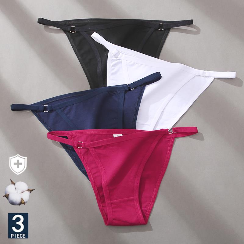 

Finetoo 3pc Set Womens Cotton Panties Underwear Metal Buckle Briefs -2xl Female Underpant Low Waist Woman Sexy Panty Lingerie, Set 27