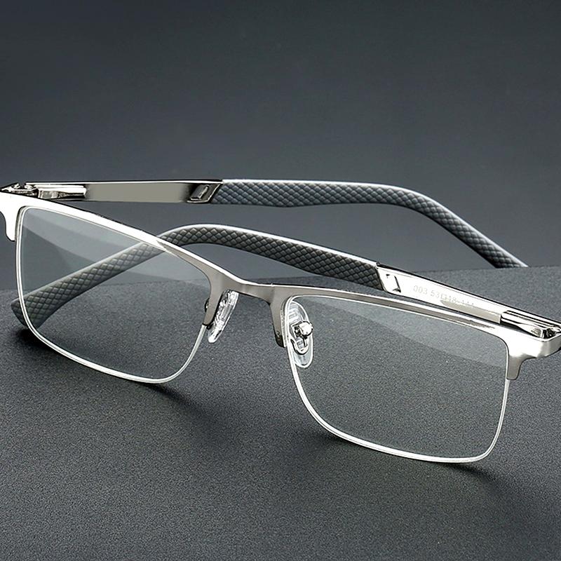 

Sunglasses Half Rim Business Reading Glasses Men High Quality Anti Blue Light UV Protection Flexible Magnifying Presbyopic Silver